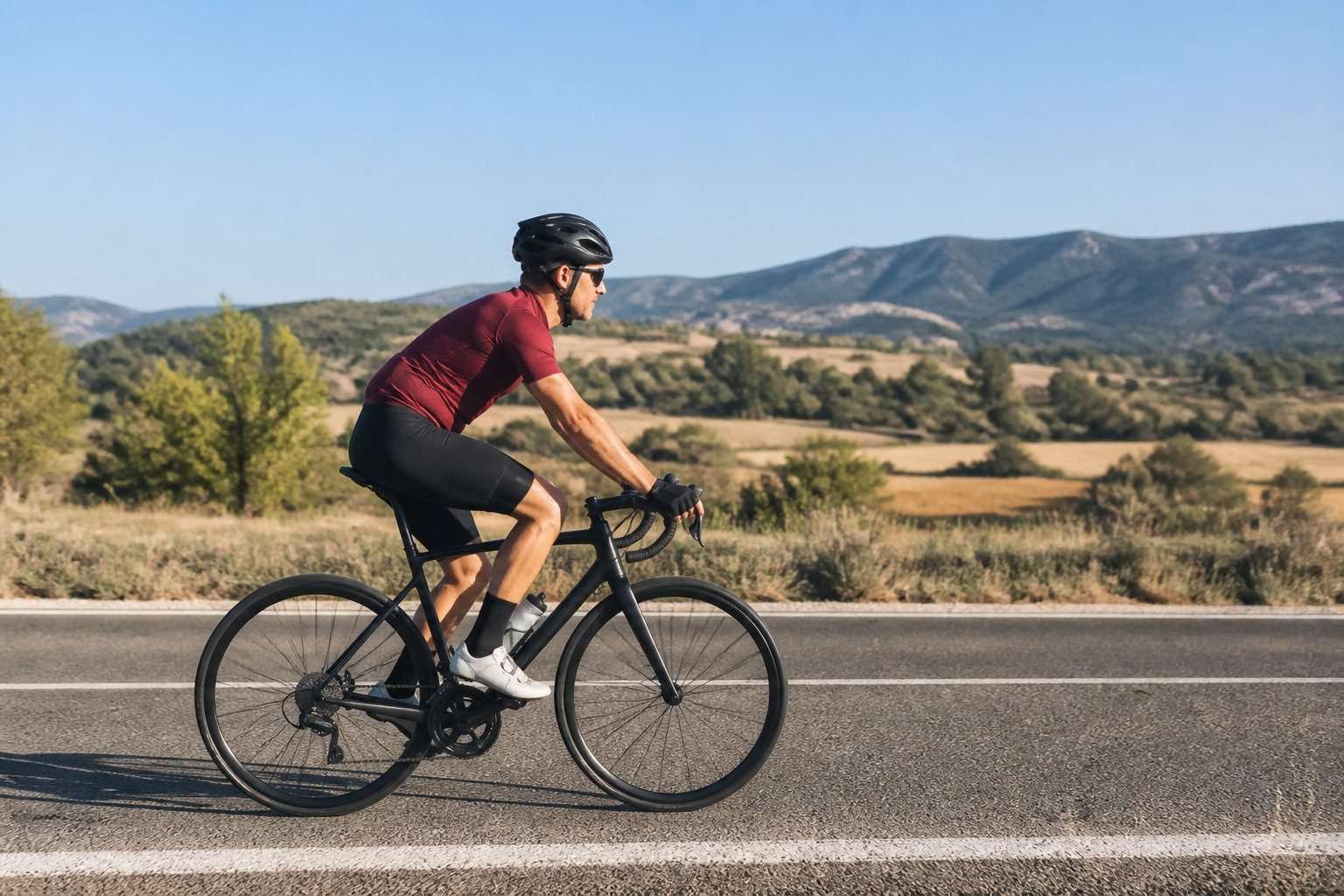 Cadencia en ciclismo: cómo encontrar un pedaleo cómodo y eficiente — Imagen 1 Ciclista de carretera pedaleando con una cadencia fluida